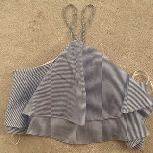 blue & white striped Zara crop to p